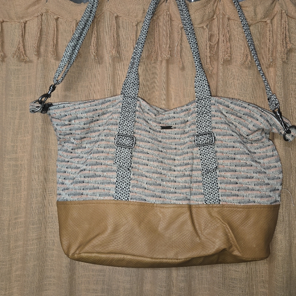 Roxy Tan and Gray Overnight Bag